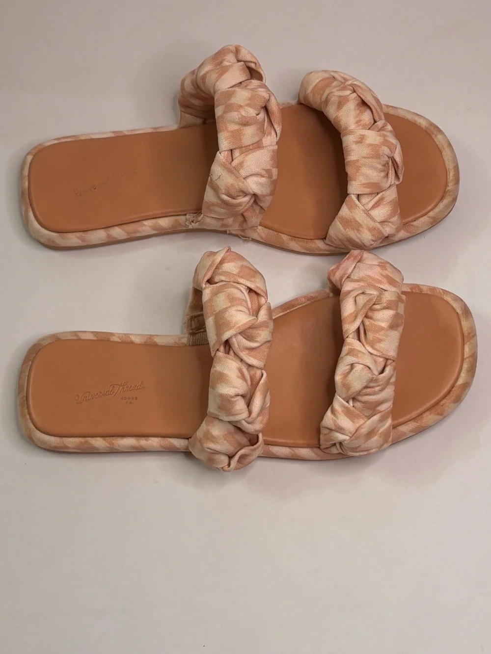 Universal Thread Goods Co. Woven Double-Strap Slide Sandals - Peach